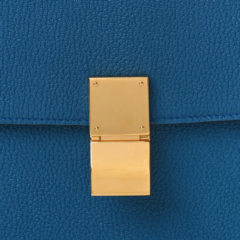 CELINE MEDIUM CLASSIC BOX FLAP BAG DEEPSEA GOATSKIN LEATHER GOLD HARDWARE - Image 8