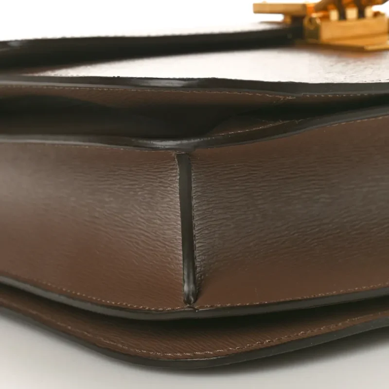CELINE MEDIUM CLASSIC BOX FLAP BAG GLAZED NUT LIEGE CALFSKIN LEATHER GOLD HARDWARE - Image 4