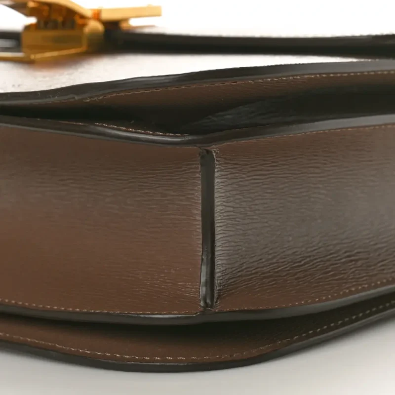 CELINE MEDIUM CLASSIC BOX FLAP BAG GLAZED NUT LIEGE CALFSKIN LEATHER GOLD HARDWARE - Image 5