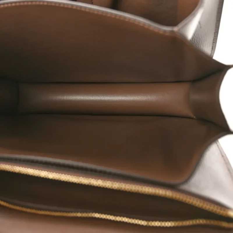 CELINE MEDIUM CLASSIC BOX FLAP BAG GLAZED NUT LIEGE CALFSKIN LEATHER GOLD HARDWARE - Image 7