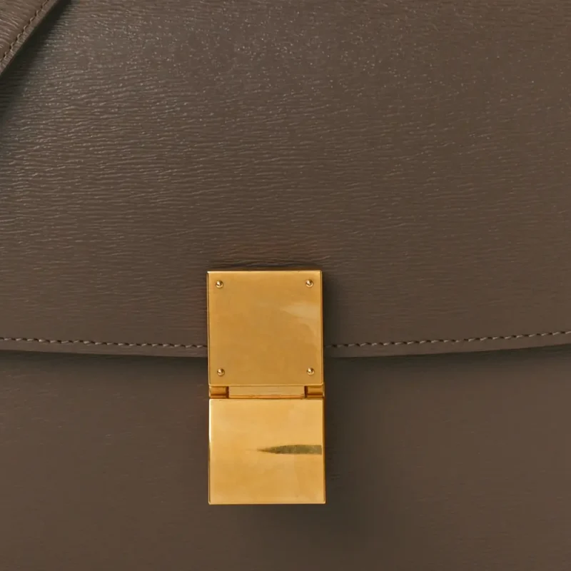 CELINE MEDIUM CLASSIC BOX FLAP BAG GLAZED NUT LIEGE CALFSKIN LEATHER GOLD HARDWARE - Image 8