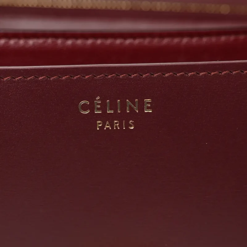 CELINE MEDIUM CLASSIC BOX FLAP BAG BURGUNDY BOX CALFSKIN LEATHER GOLD HARDWARE - Image 2