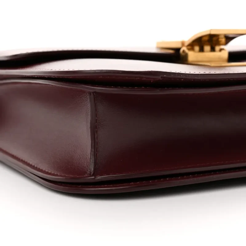 CELINE MEDIUM CLASSIC BOX FLAP BAG BURGUNDY BOX CALFSKIN LEATHER GOLD HARDWARE - Image 4