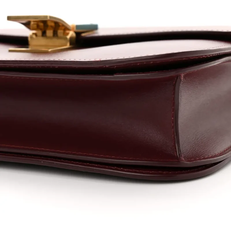 CELINE MEDIUM CLASSIC BOX FLAP BAG BURGUNDY BOX CALFSKIN LEATHER GOLD HARDWARE - Image 5