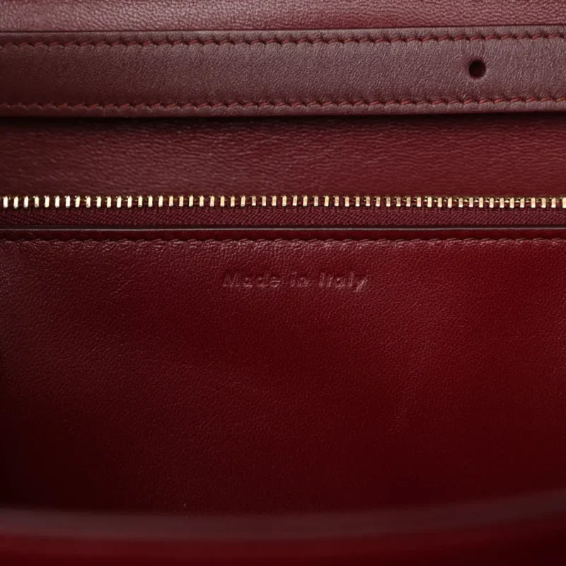 CELINE MEDIUM CLASSIC BOX FLAP BAG BURGUNDY BOX CALFSKIN LEATHER GOLD HARDWARE - Image 8