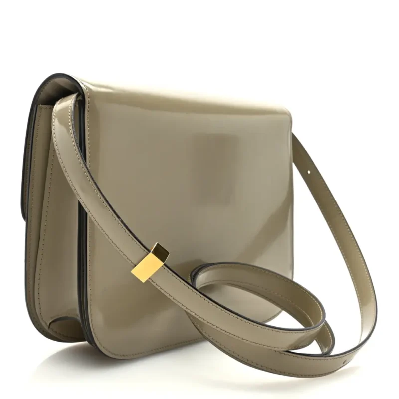 CELINE MEDIUM CLASSIC BOX FLAP BAG QUARTZ SPAZZOLATO CALFSKIN LEATHER GOLD HARDWARE - Image 3