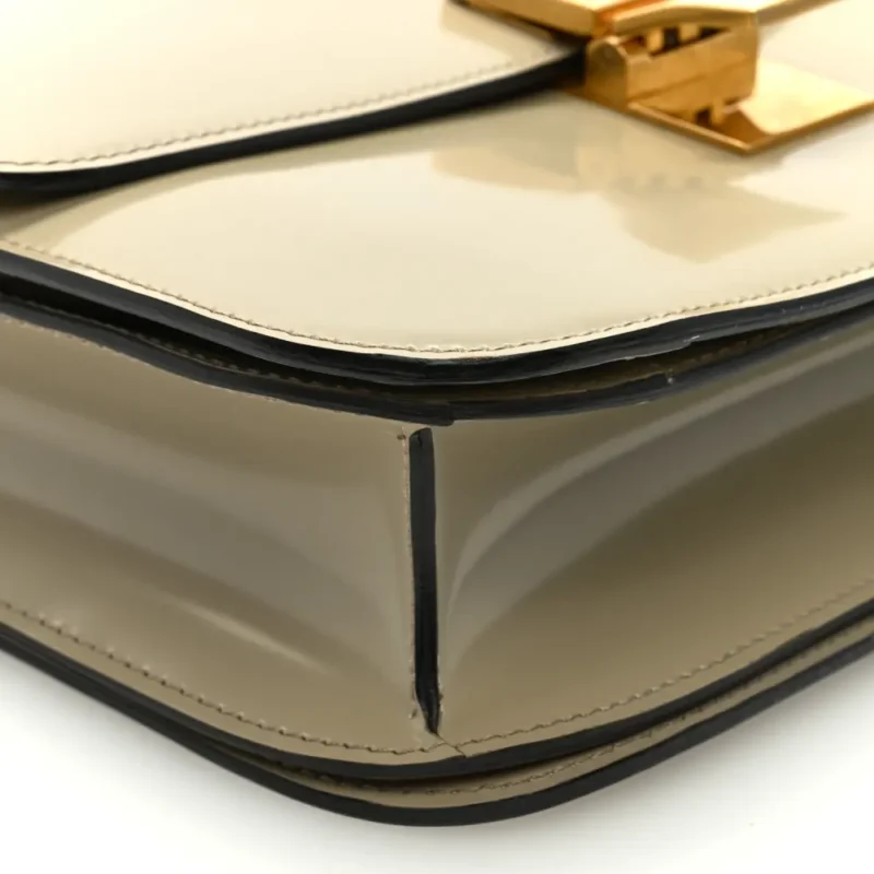 CELINE MEDIUM CLASSIC BOX FLAP BAG QUARTZ SPAZZOLATO CALFSKIN LEATHER GOLD HARDWARE - Image 4