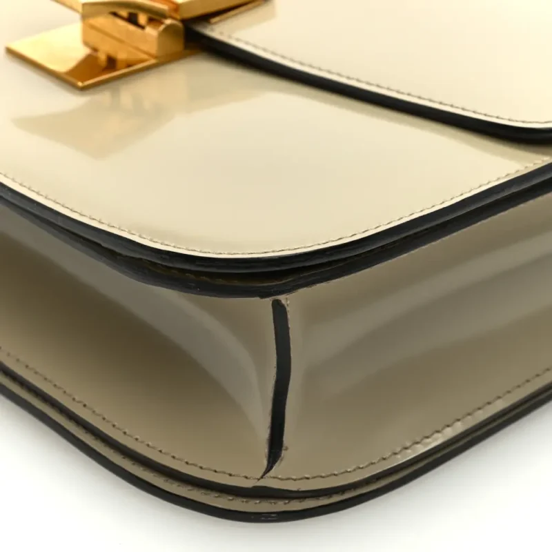 CELINE MEDIUM CLASSIC BOX FLAP BAG QUARTZ SPAZZOLATO CALFSKIN LEATHER GOLD HARDWARE - Image 5