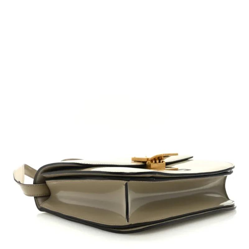 CELINE MEDIUM CLASSIC BOX FLAP BAG QUARTZ SPAZZOLATO CALFSKIN LEATHER GOLD HARDWARE - Image 6
