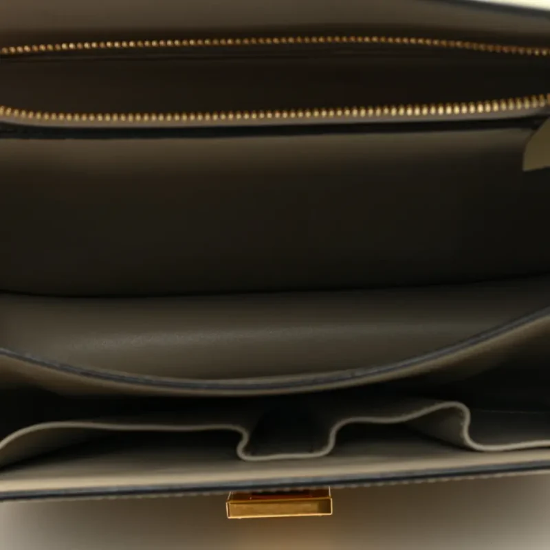 CELINE MEDIUM CLASSIC BOX FLAP BAG QUARTZ SPAZZOLATO CALFSKIN LEATHER GOLD HARDWARE - Image 7