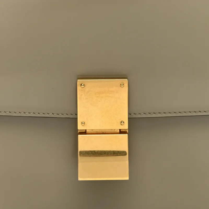 CELINE MEDIUM CLASSIC BOX FLAP BAG QUARTZ SPAZZOLATO CALFSKIN LEATHER GOLD HARDWARE - Image 8