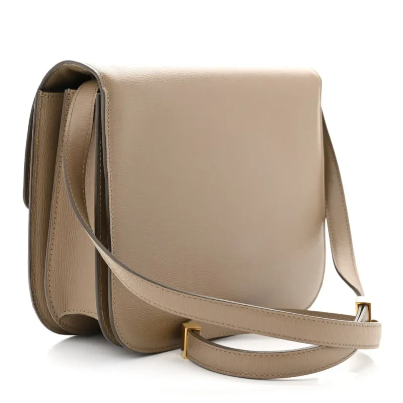 CELINE MEDIUM CLASSIC BOX FLAP BAG TAUPE LIEGE CALFSKIN LEATHER GOLD HARDWARE - Image 3