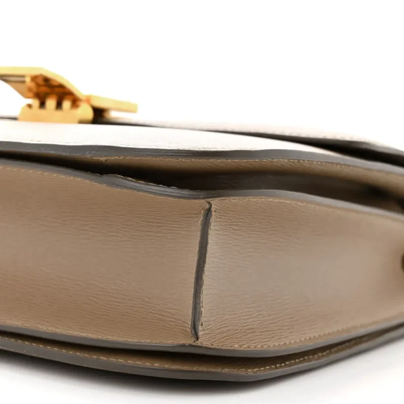 CELINE MEDIUM CLASSIC BOX FLAP BAG TAUPE LIEGE CALFSKIN LEATHER GOLD HARDWARE - Image 5