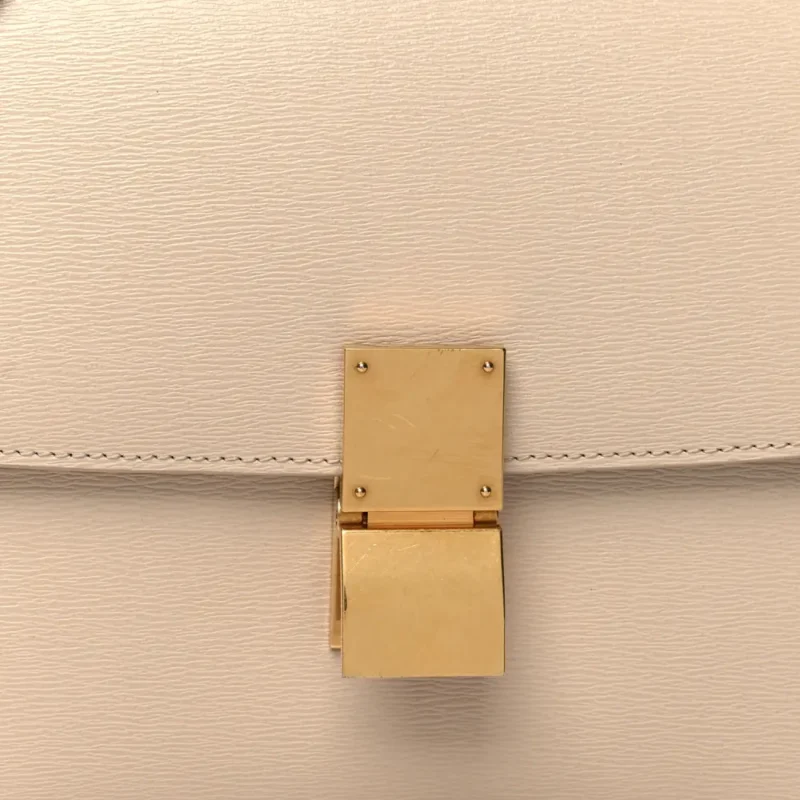 CELINE MEDIUM CLASSIC BOX FLAP BAG POWDER LIEGE CALFSKIN LEATHER GOLD HARDWARE - Image 8