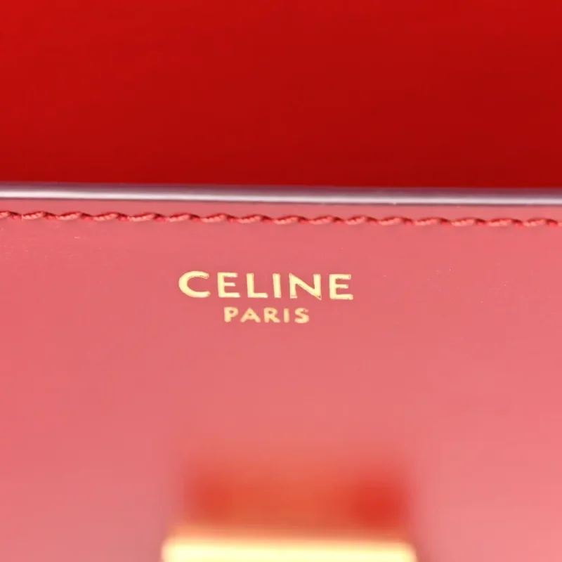 CELINE SMALL TEEN CLASSIC BOX FLAP BAG RED BOX CALFSKIN LEATHER GOLD HARDWARE - Image 2