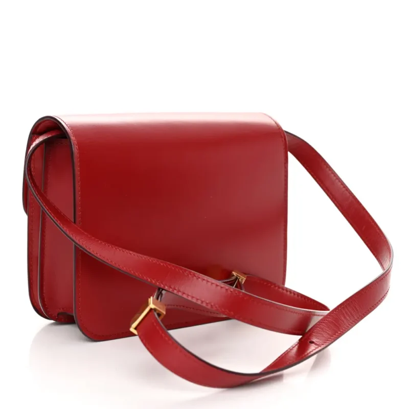 CELINE SMALL TEEN CLASSIC BOX FLAP BAG RED BOX CALFSKIN LEATHER GOLD HARDWARE - Image 3