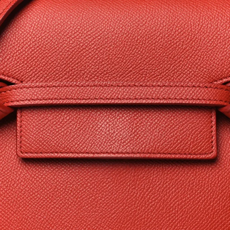 CELINE NANO BELT BAG COQUELICOT GRAINED CALFSKIN LEATHER GOLD HARDWARE - Image 9