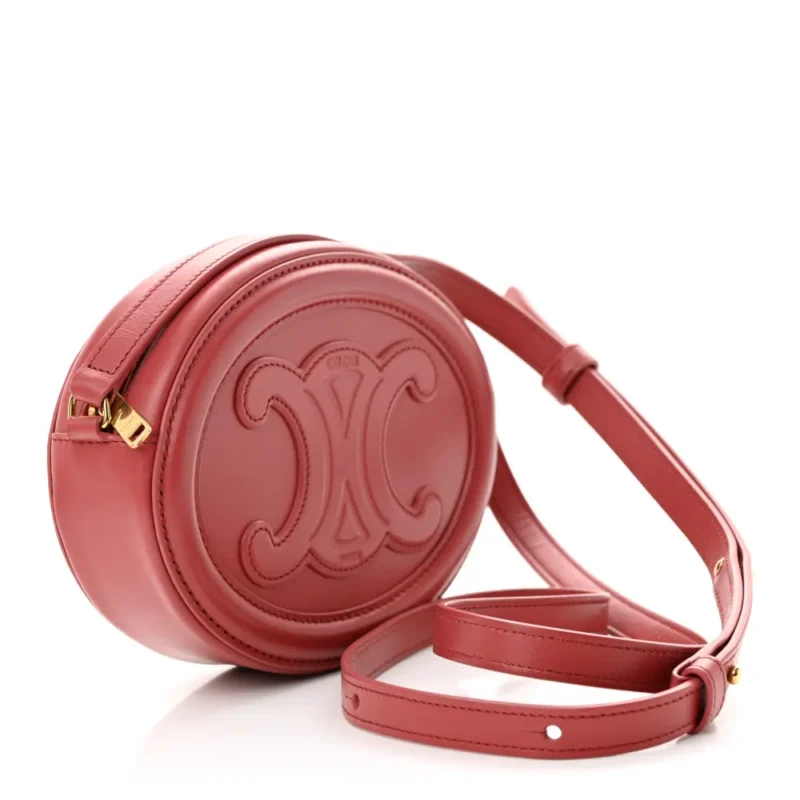 CELINE SMALL CUIR TRIOMPHE OVAL PURSE CROSSBODY LIPSTICK SMOOTH CALFSKIN LEATHER - Image 2