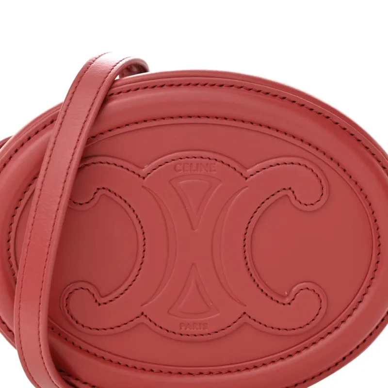 CELINE SMALL CUIR TRIOMPHE OVAL PURSE CROSSBODY LIPSTICK SMOOTH CALFSKIN LEATHER - Image 7