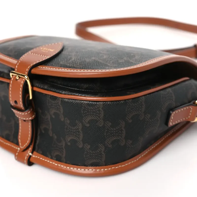 CELINE MEDIUM FOLCO BAG TAN TRIOMPHE CANVAS - Image 4