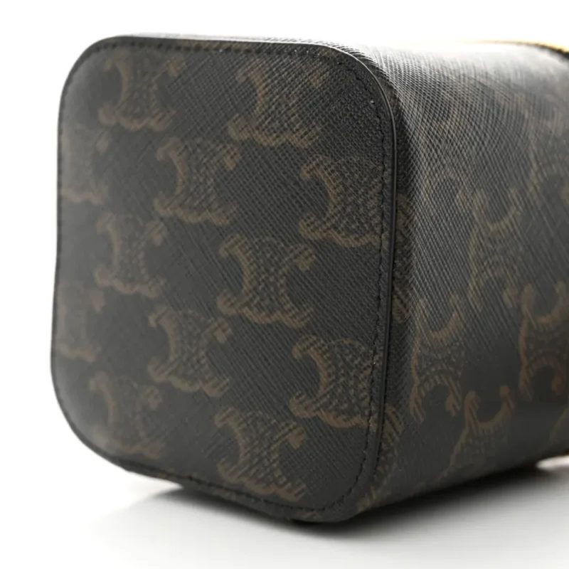 CELINE MINI VANITY CASE TAN TRIOMPHE CANVAS & CALFSKIN LEATHER GOLD HARDWARE - Image 5