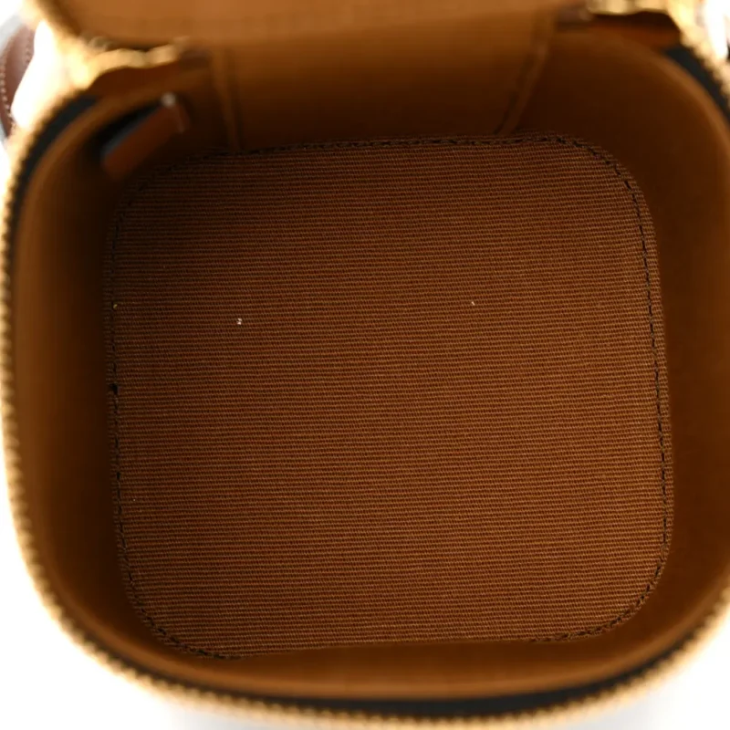 CELINE MINI VANITY CASE TAN TRIOMPHE CANVAS & CALFSKIN LEATHER GOLD HARDWARE - Image 7