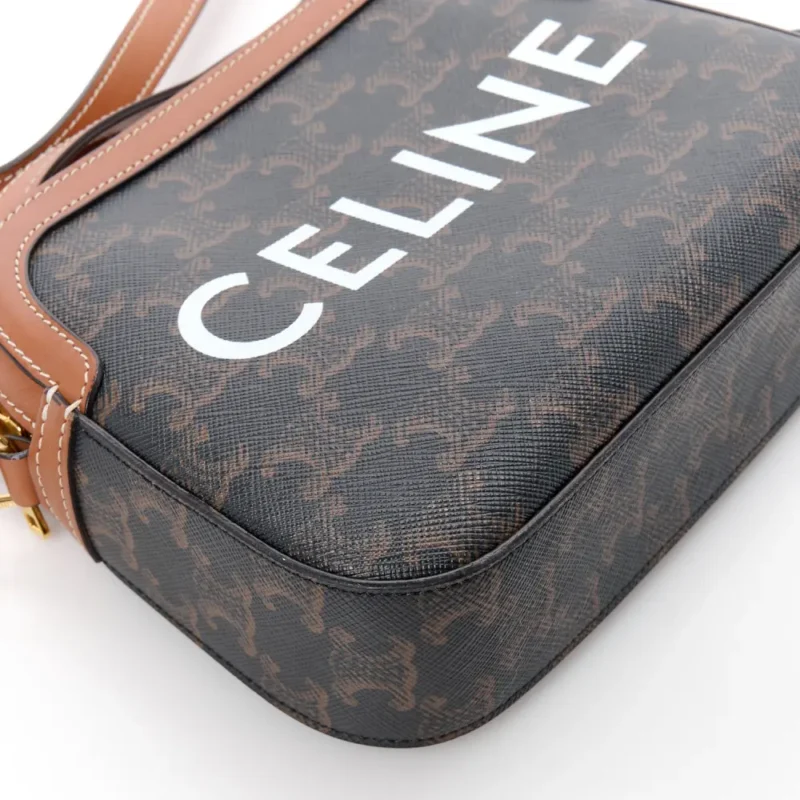 CELINE SMALL CAMERA BAG TAN TRIOMPHE CANVAS GOLD HARDWARE - Image 4
