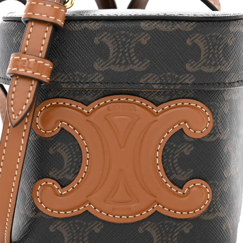 CELINE SMALL CUIR TRIOMPHE BOX TAN TRIOMPHE CANVAS & CALFSKIN LEATHER - Image 7