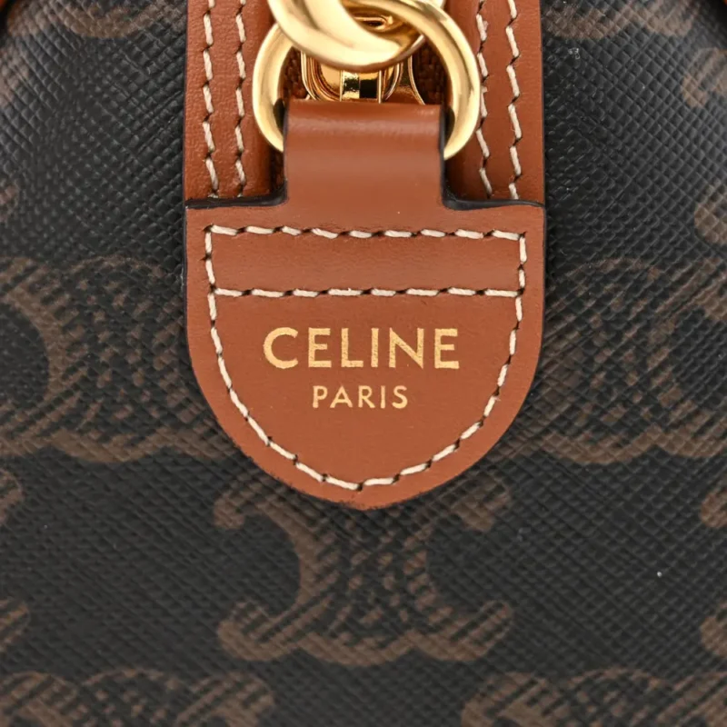 CELINE SMALL BOSTON BAG TAN TRIOMPHE CANVAS & CALFSKIN LEATHER - Image 2