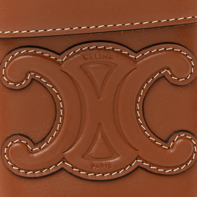 CELINE SMALL CUIR TRIOMPHE BOX TAN SMOOTH CALFSKIN LEATHER GOLD HARDWARE - Image 8