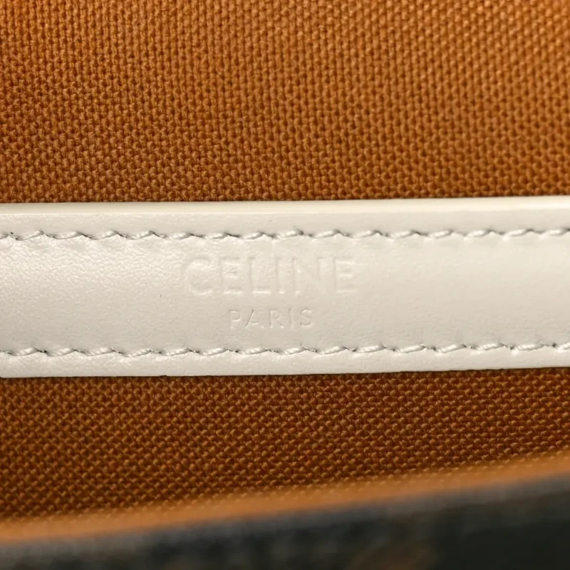 CELINE MEDIUM FOLCO BAG WHITE TRIOMPHE CANVAS GOLD HARDWARE - Image 2
