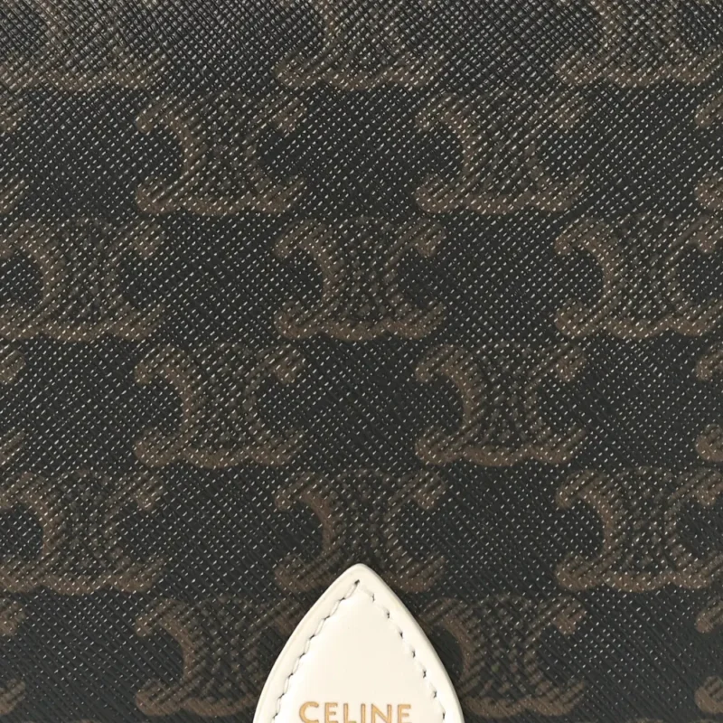 CELINE MEDIUM FOLCO BAG WHITE TRIOMPHE CANVAS GOLD HARDWARE - Image 8