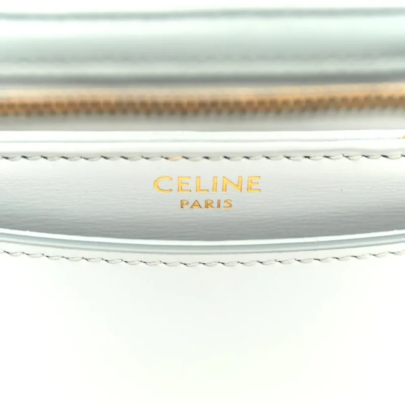 CELINE SMALL BESACE CLEA TRIOMPHE BAG BLUE/GREY SHINY CALFSKIN LEATHER GOLD HARDWARE - Image 2