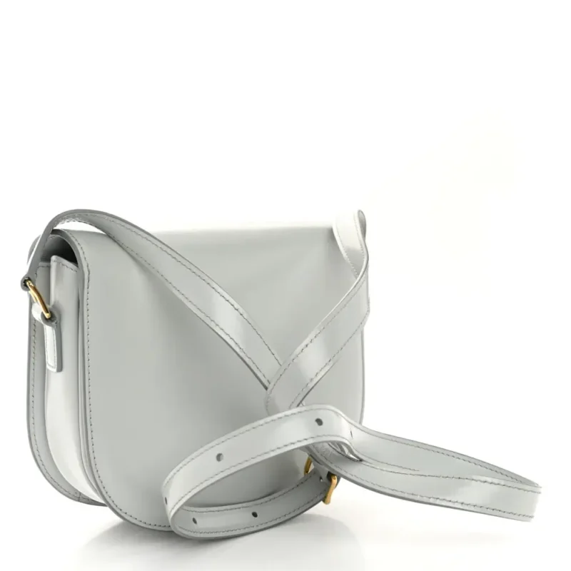 CELINE SMALL BESACE CLEA TRIOMPHE BAG BLUE/GREY SHINY CALFSKIN LEATHER GOLD HARDWARE - Image 3