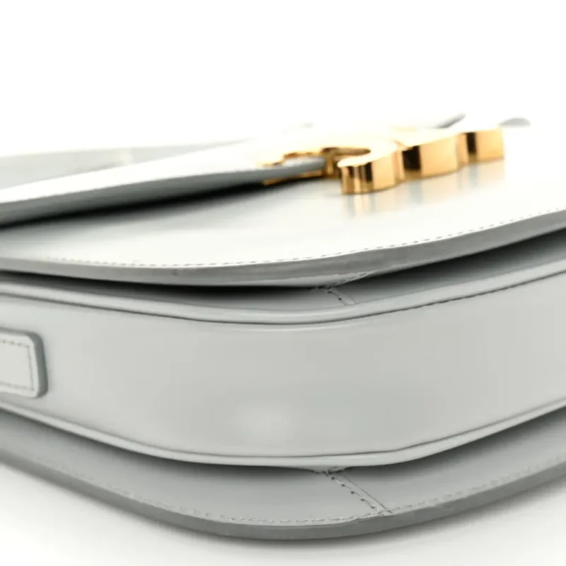 CELINE SMALL BESACE CLEA TRIOMPHE BAG BLUE/GREY SHINY CALFSKIN LEATHER GOLD HARDWARE - Image 4