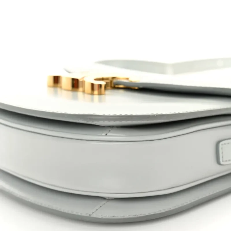 CELINE SMALL BESACE CLEA TRIOMPHE BAG BLUE/GREY SHINY CALFSKIN LEATHER GOLD HARDWARE - Image 5
