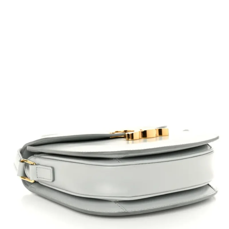 CELINE SMALL BESACE CLEA TRIOMPHE BAG BLUE/GREY SHINY CALFSKIN LEATHER GOLD HARDWARE - Image 6