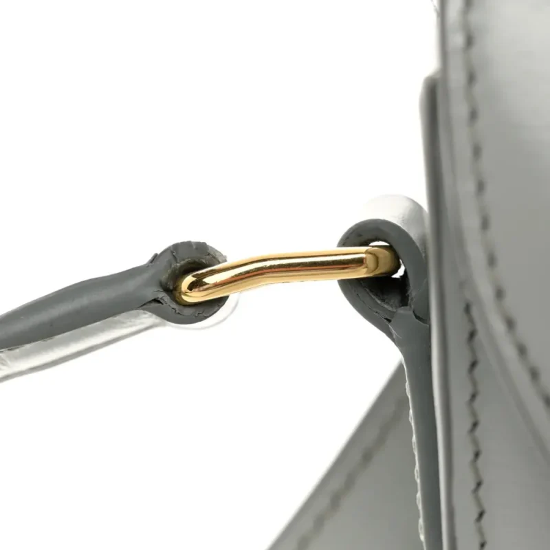 CELINE SMALL BESACE CLEA TRIOMPHE BAG BLUE/GREY SHINY CALFSKIN LEATHER GOLD HARDWARE - Image 9