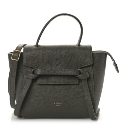 CELINE PICO BELT BAG GREY GRAINED CALFSKIN LEATHER GOLD HARDWARE