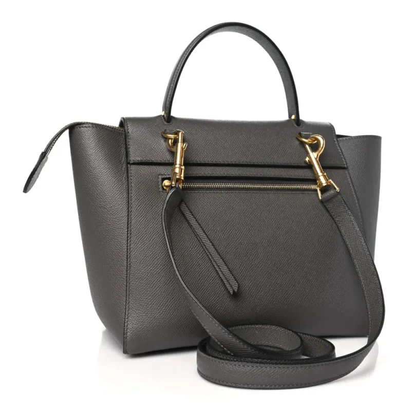 CELINE MICRO BELT BAG GREY GRAINED CALFSKIN LEATHER GOLD HARDWARE - Image 3