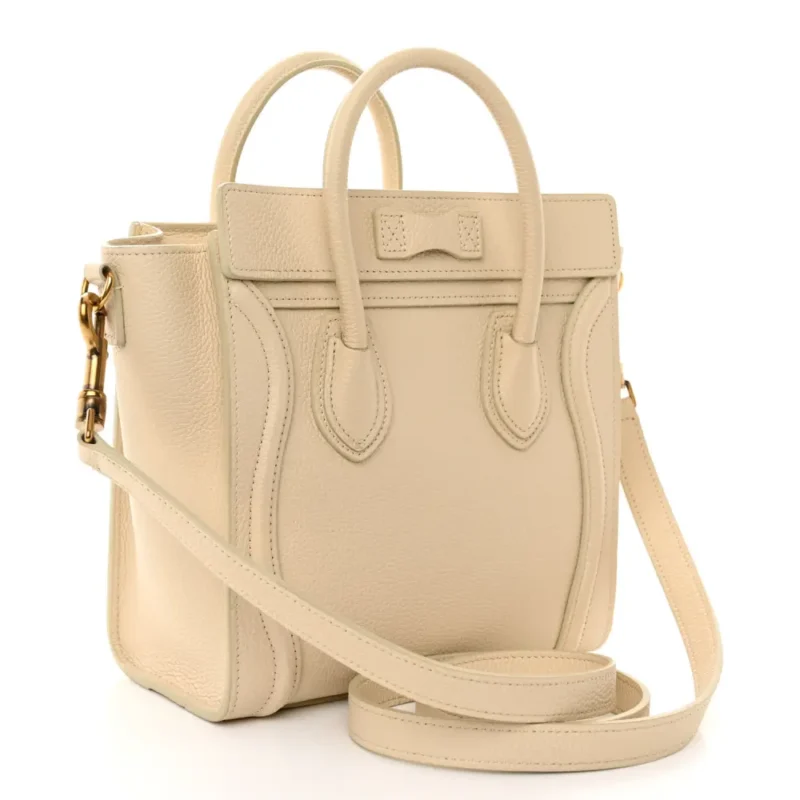 CELINE NANO LUGGAGE BAG IVORY DRUMMED CALFSKIN LEATHER - Image 3