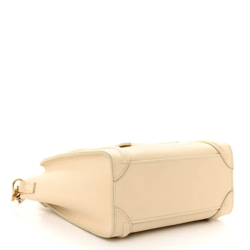 CELINE NANO LUGGAGE BAG IVORY DRUMMED CALFSKIN LEATHER - Image 6