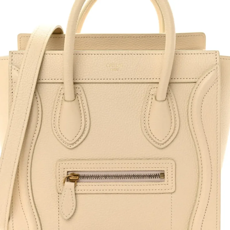 CELINE NANO LUGGAGE BAG IVORY DRUMMED CALFSKIN LEATHER - Image 8