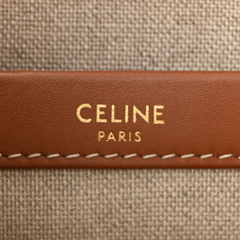 CELINE SMALL CABAS THAIS TOTE BAG WHITE/BLUE CANVAS & CALFSKIN LEATHER STRIPE - Image 2