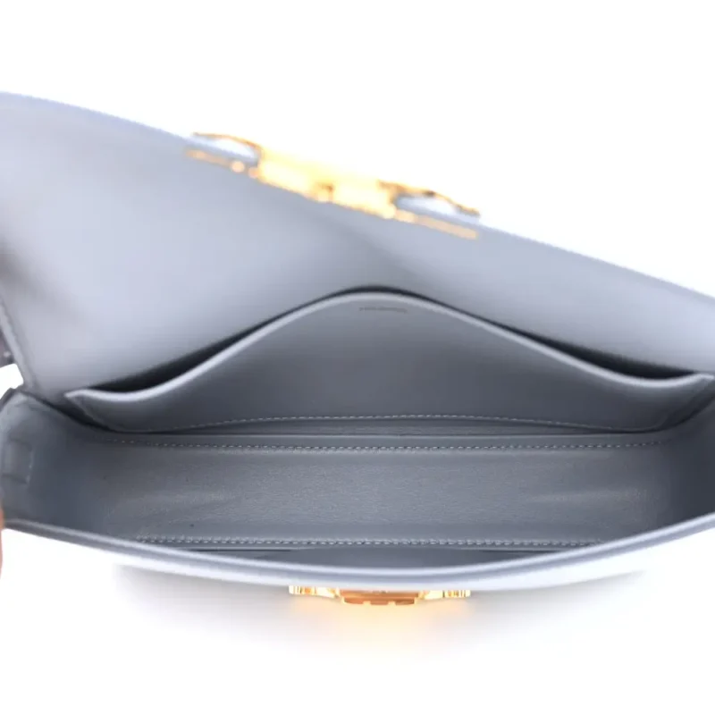 CELINE MEDIUM TRIOMPHE SHOULDER BAG ARCTIC BLUE SHINY CALFSKIN LEATHER - Image 7