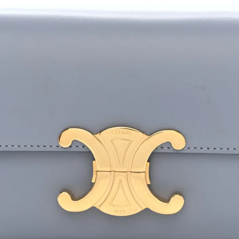 CELINE MEDIUM TRIOMPHE SHOULDER BAG ARCTIC BLUE SHINY CALFSKIN LEATHER - Image 10
