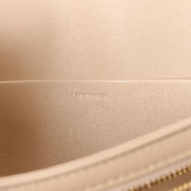 CELINE MEDIUM TRIOMPHE BAG NUDE SHINY CALFSKIN LEATHER GOLD HARDWARE - Image 8