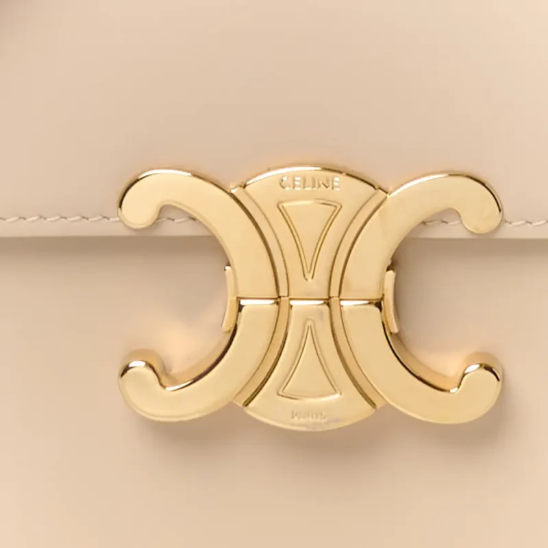 CELINE MEDIUM TRIOMPHE BAG NUDE SHINY CALFSKIN LEATHER GOLD HARDWARE - Image 9