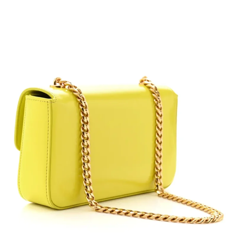 CELINE SMALL CUIR TRIOMPHE CHAIN SHOULDER BAG ANIS SHINY CALFSKIN LEATHER GOLD HARDWARE - Image 3