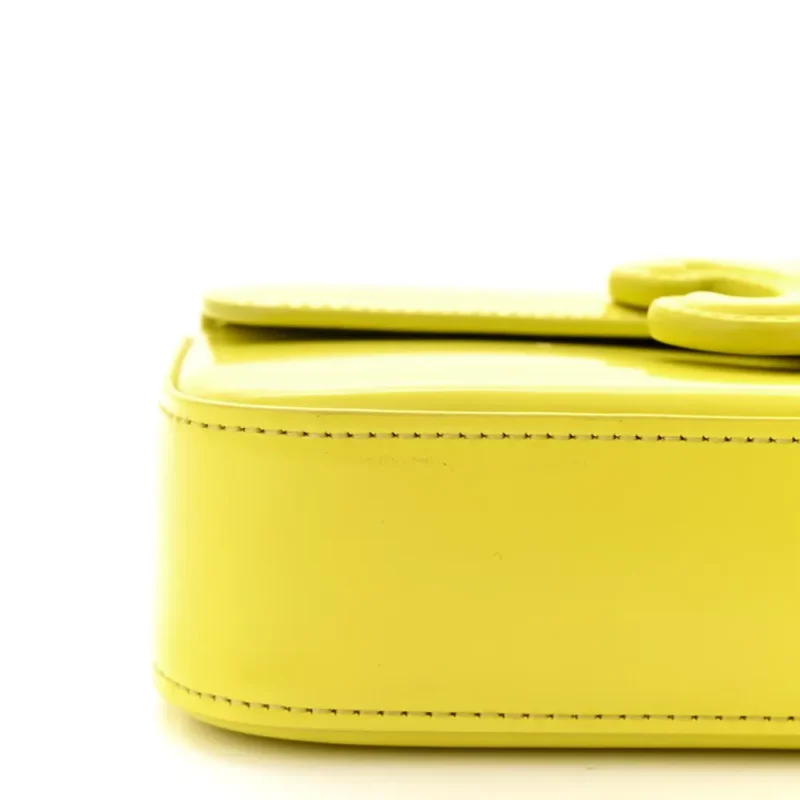 CELINE SMALL CUIR TRIOMPHE CHAIN SHOULDER BAG ANIS SHINY CALFSKIN LEATHER GOLD HARDWARE - Image 4